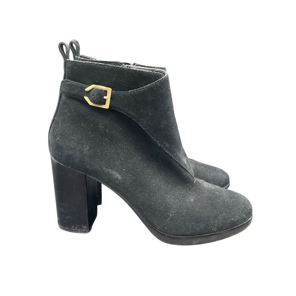 Cole Haan Harrington Grand Boots Suede Women’s 8.5 B Black Bootie Heeled - Picture 5 of 7
